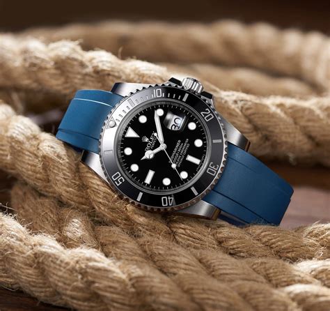 rolex elastomer band|Rolex watch with rubber strap.